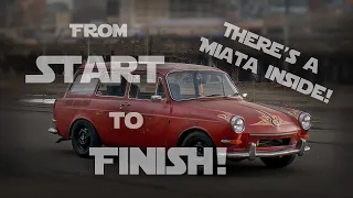 FULL BUILD: VW Squareback body swapped with a Mazda Miata! Full conversion & restoration timelapse!