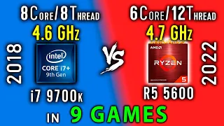 i7 9700 vs Ryzen 5 5600 OC Test in 9 Games | R5 5600x vs i7 9700k