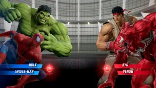 Hulk & Spiderman V's Ryu & venom [Very Hard]AI Marvel vs capcom infinite game Play