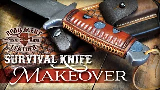 Making Over My Cold Steel Survival Knife! Leather Working ASMR