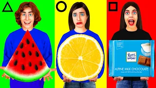 GEOMETRIC SHAPES FOOD CHALLENGE #2 | Eating Funky & Gross Impossible Foods by CRAFTooNS Challenge