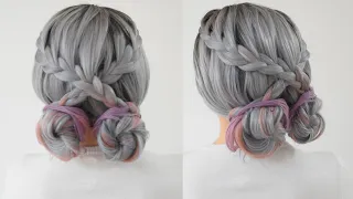 Acconciature carine per ragazze 💜 Sweet Frenchbraid Updo for girl | Summer Hairstyles #shorts