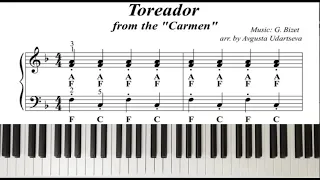Toreador Song (Carmen) - Georges Bizet. Tutorial for beginner pianists. Yamaha DGX-670