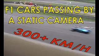 F1 cars pass by at 300 km/h [static camera]