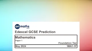 May 2024 Predicted Maths GCSE Paper 1 Edexcel (Foundation Paper 1) Non Calculator Exam 1MA1-1F