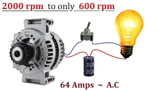 12V 64 Amps Car Alternator ( 2000 RPM ) Converted to ( 600 RPM ) - No Circuit or Transformer Needed