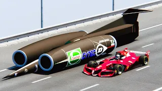 Ferrari F1 2025 Concept vs Thrust SSC at Drag Race 20 KM