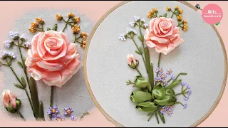 Ribbon Embroidery Rose | Ribbon Flower Design | Ribbon Embroidery for Beginners | #16