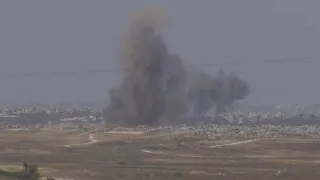 Black smoke billows over Gaza Strip skyline