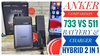 Anker 733 vs 511 Power Bank 2 in 1 Hybrid Wall Charger & Portable Battery USB-C 65 Watt GaNPrime