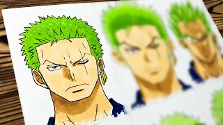 Drawing ZORO in Different Anime Styles - With my Left Hand!!