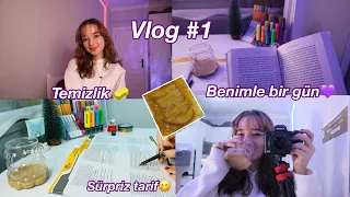 VLOG #1 💜Benimle bir gün⭐️temizlik,ders,sürpriz tarif…