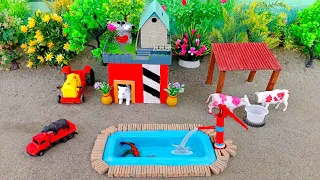 Diy farm diorama with house for cow,pig | horse_house | mini hand pump | fish pond | @diyfarm