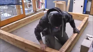 bed made out of solid old wood