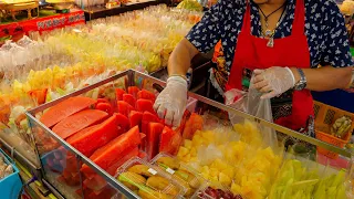 Early Morning Fruit Marke,t Fruit Cutting Master | Thai Food