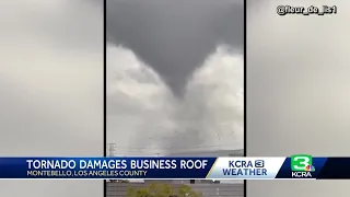 Rare tornado near Los Angeles rips building roofs; 1 injured