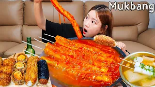 Sub)Real Mukbang- King Size Tteokbokki 🔥 Fried Fish Cake 🍢 Fish Cake Soup 🍲 ASMR  Korean Food