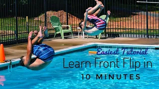 Learn How to do a Front Flip in ground and swimming pool in 10 minutes | Full Tutorial | English