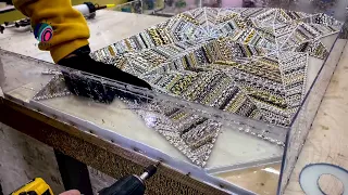 Epoxy Table made of burnt Wood and 3000 chains.  Стол из цепей и Эпоксидной смолы.