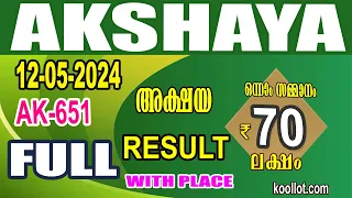 KERALA LOTTERY RESULT|FULL RESULT|akshaya bhagyakuri ak651|Kerala Lottery Result Today|todaylive