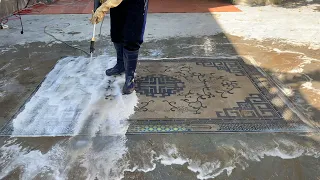 Cleaning Hard dirty carpet satisfying rug cleaning ASMR - Flooded carpet cleaning wedding party