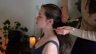 ASMR Hair Play w/ Jade Sticks, Scalp Inspection, Brushing (Whispers, Guided Meditations)