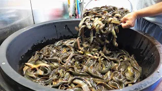 Korean food made from ground live fish! Blood Mud Fish Soup, korean street food