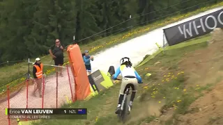 Huge crash Erice Van Leuven UCI DHI JUNIOR 2023 Leogang