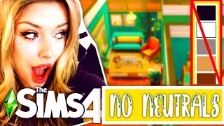 I tried the NO NEUTRALS House Building Challenge in Sims 4 ... 😳😳😳