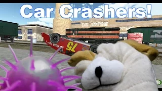 Car Crashers! Excite Dog and Trouble Blob Crash a LOT of Cars in Driving School