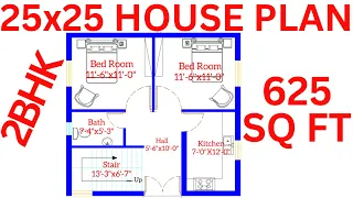 25x25 II 25x25 house design II 25x25 ghar ka design II 624 sqft ||2 bhk plan in autocad|