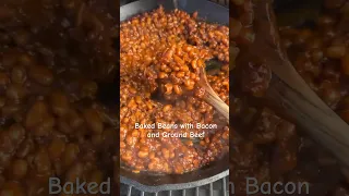 Smoked Baked Beans with Bacon and Ground Beef #bakedbeans #cookout #bbq #bbqrecipe #southerncooking