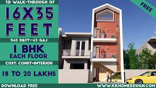 1 BHK Each Floor For Rent Purpose 16x35 Feet House Design || 16 by 35 Feet Plan#71