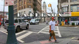 Walking downtown Paterson NJ. Main St, Market St, fish market and train station 4K