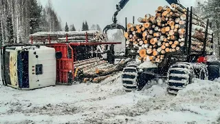 Падение лесовоза на спуске. Ставим Маз на колеса. #лесовоз