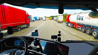 POV Truck Driving DAF XF 480 Netherlands 🇳🇱 and Belgium 🇧🇪 border cockpit view 4K / Relaxing highway