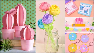 5 DIY PAPER CRAFT IDEAS - Room Decor, Donut Notebook, BT 21 Wallets, Flowers, Cactus #papercraft