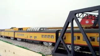 MTH HO Challenger 3985 pulling Union Pacific Passenger Cars