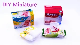 DIY Miniature Diapers and Baby Wipes Pampers and Huggies 기저귀, 물티슈 미니어쳐 만들기