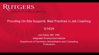 FCS: Providing On-Site Supports: Best Practices in Job Coaching