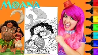 Coloring Moana & Maui Disney Crayola Coloring Page Prismacolor Markers | KiMMi THE CLOWN