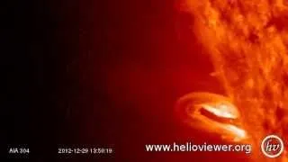 Solar flare - Eruption at the Southeast of the Sun (December 29th, 2012) - SDO AIA 304 - Video Vax