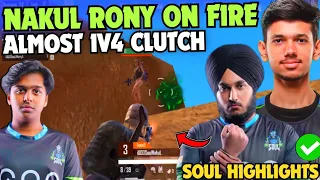 iQOOSouL Back To Back Fights 😳 SouL RONY & NAKUL Duo on Fire 🔥 1v4 Clutch? ✅ Team SouL 🚀