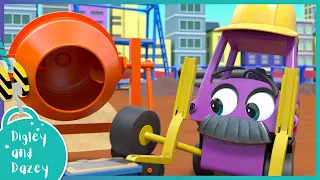 🏗 Sticky Slime Cement Mess | Digley and Dazey | Kids Construction Truck Cartoons