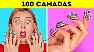 DESAFIO DAS 100 CAMADAS || 100 Camadas de Maquiagem || Por 123 GO! Desafios