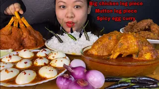 GHEE ROASTED SPICY MUTTON CURRY, SPICY CHICKEN CURRY, SPICY EGG CURRY, PAKODA MUKBANG | BIG BITES