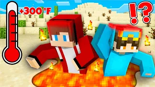 JJ and Nico Surviving The BLAZING HEAT in Minecraft Challenge - Maizen JJ and Mikey