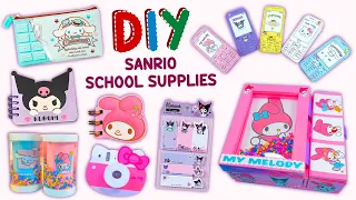 10 DIY SANRIO CRAFTS - Kuromi Notebook - Cinnamoroll Pencil Case - My Melody Organizer - Stickers...