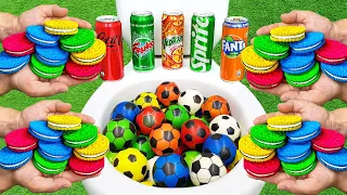 Football VS M&M Candy, Coca Cola Zero, Fanta ?, Sprite, Pepsi, Yedigün and Mentos in the toilet