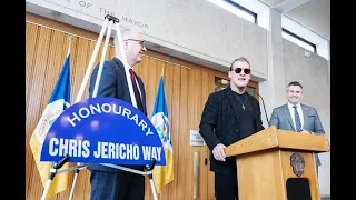 RAW VIDEO: A section of Wordsworth Way in Winnipeg has been renamed Chris Jericho Way
